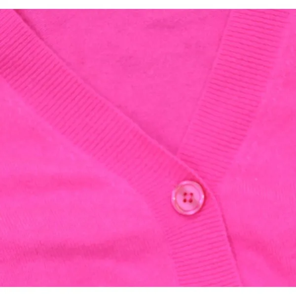 NWT Aqua Womens Front Button Cashmere V-Neck Cardigan Sweater V10337 Neon Pink M - Image 12
