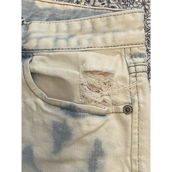 Y2K Armani Exchange Studded Denim Shorts Distressed Acid Wash Grunge Size 12 - Image 13