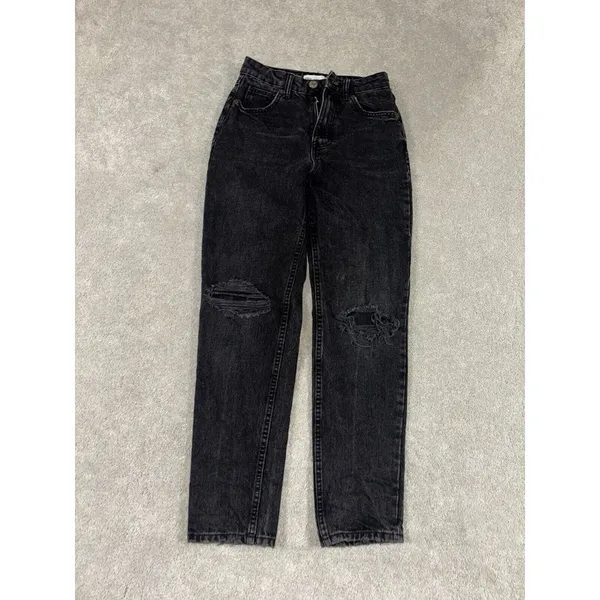 zara‎ black straight jeans distressed size 0 EUC - Image 2