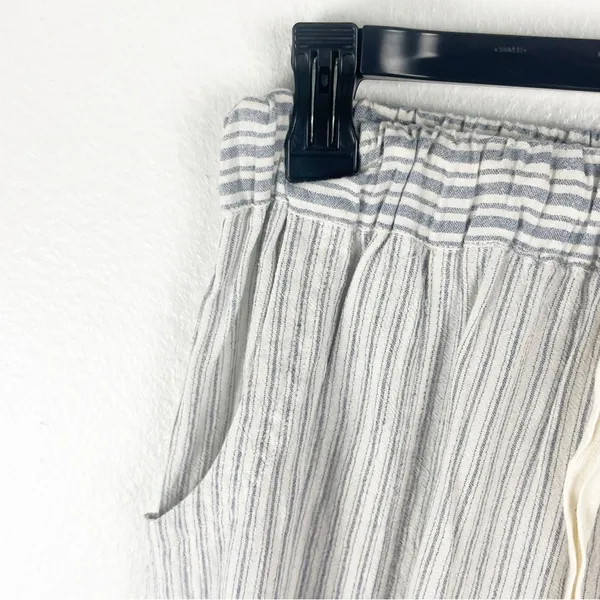 NEUTRAL GROUND Blue Striped High Rise Elastic Drawstring Waist Pants Small Boho - Image 8