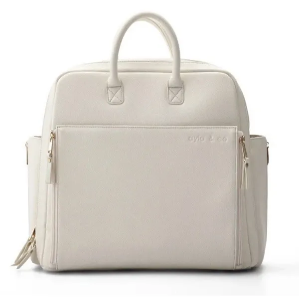 AYLA Co DIAPER BAG white cream Women’s Large Bag Travel Multipocket Carryon - Image 4