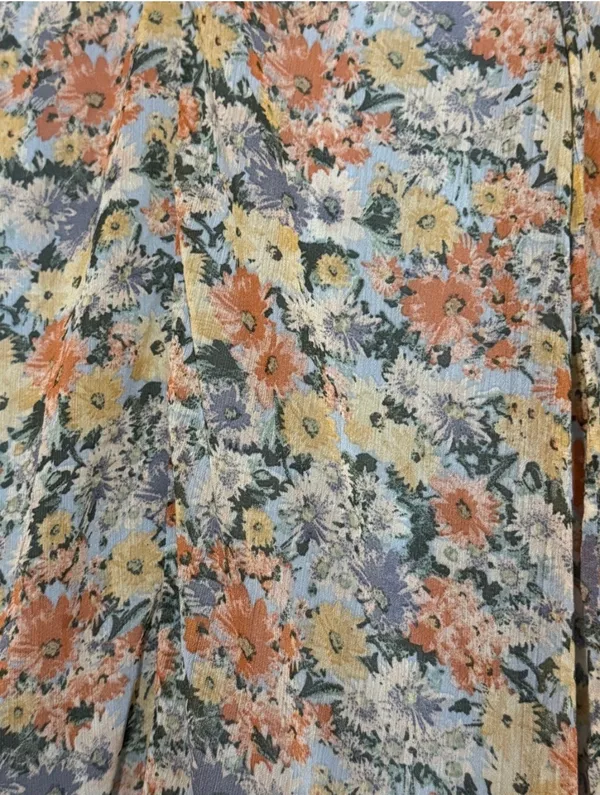 Vici Sheer Floral Maxi Dress in Peach, Blue, Cream XS - Image 5
