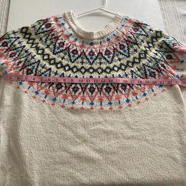 Aerie Fair Isle Sweater Women’s Large Cream Nordic Knit Cozy Winter Pullover - Image 6