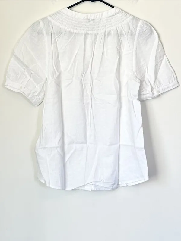 NWT J. Crew Linen Blend Short Sleeve Smock Neck Top - Size: Small - Image 7