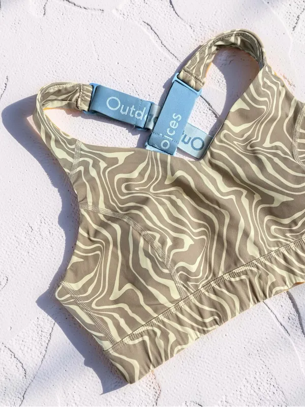 Outdoor Voices pampas Swirl Print Sports Bra - Size S/M D Cup Logo Elastic - Image 7