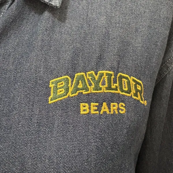 American Vintage Vintage‎ Port & Company Baylor Bears Denim Shirt Button Down Collegiate Size XL - Image 3