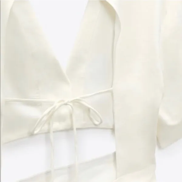 Zara NEW CUT OUT STRETCHY LINEN BLEND DRESS - Image 9
