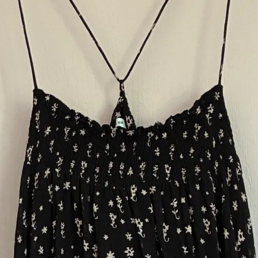 Kimchi Blue Urban Outfitters Black Floral Smocked High Low‎ Mini Dress Large NWT - Image 11