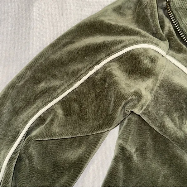 Nike • Vintage Sportswear Track Jacket Womens Small Green Velour Velvet Full Zip - Image 5