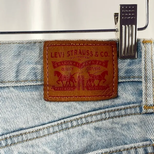 Levi's Distressed Rigid Denim Straight Leg Jeans in Light‎ Blue Size 23 - Image 3