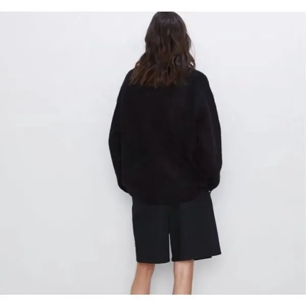 ✨Black Zara Oversized Chunky Knit Crew Neck Long Sleeve Sweater✨ - Image 6