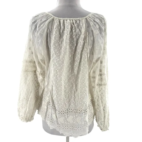 ULLA JOHNSON Cara Eyelet Blouse blanc Sz 4‎ - Image 5
