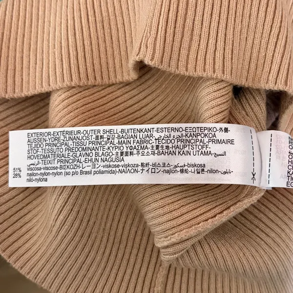 NWT!! ZARA Faux Fur Lapel Knit Sweater Tan‎ Light Brown Zipper Pullover Small - Image 12