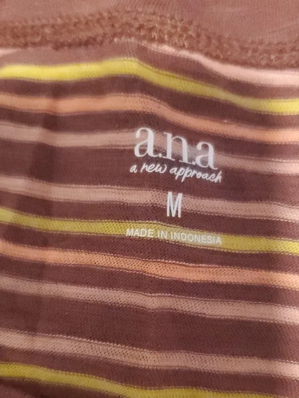 Women's Striped Short Sleeve Pocket Tee in Rust, Pink & Yellow - Image 2
