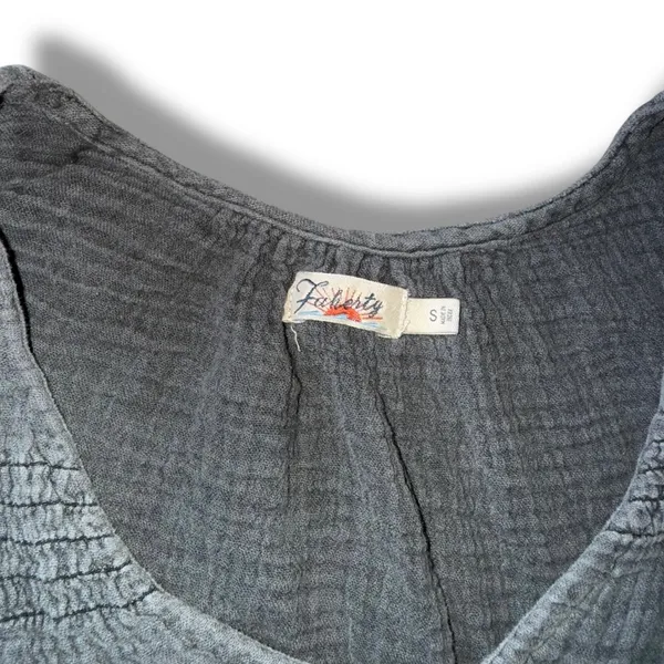 Faherty Women's Gray Gauze V-Neck Sleeveless Tunic Top Size S Organic‎ Cotton - Image 3
