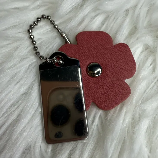 1.5" COACH Silver Tea Rose Flower Floral Bag Charm Hang Tag - Image 2