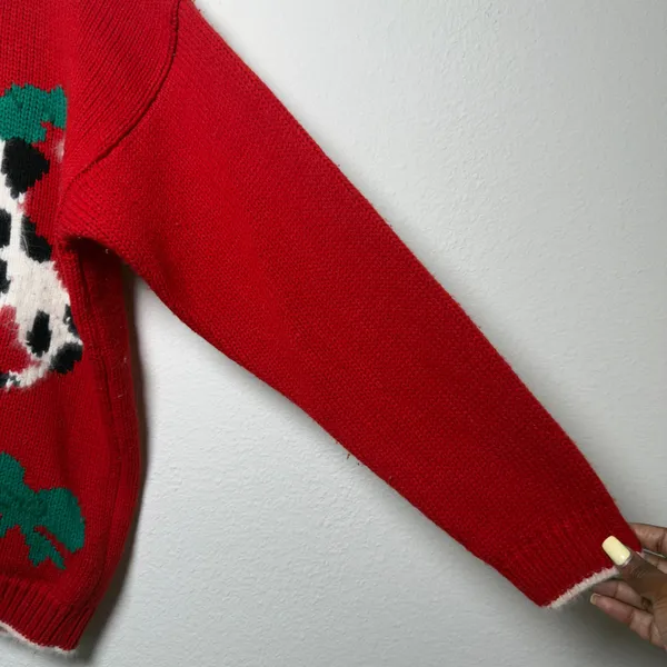 VTG 80s Karen Scott Women Angora Sweater S Red Dalmatian Dog Holiday Christmas - Image 5