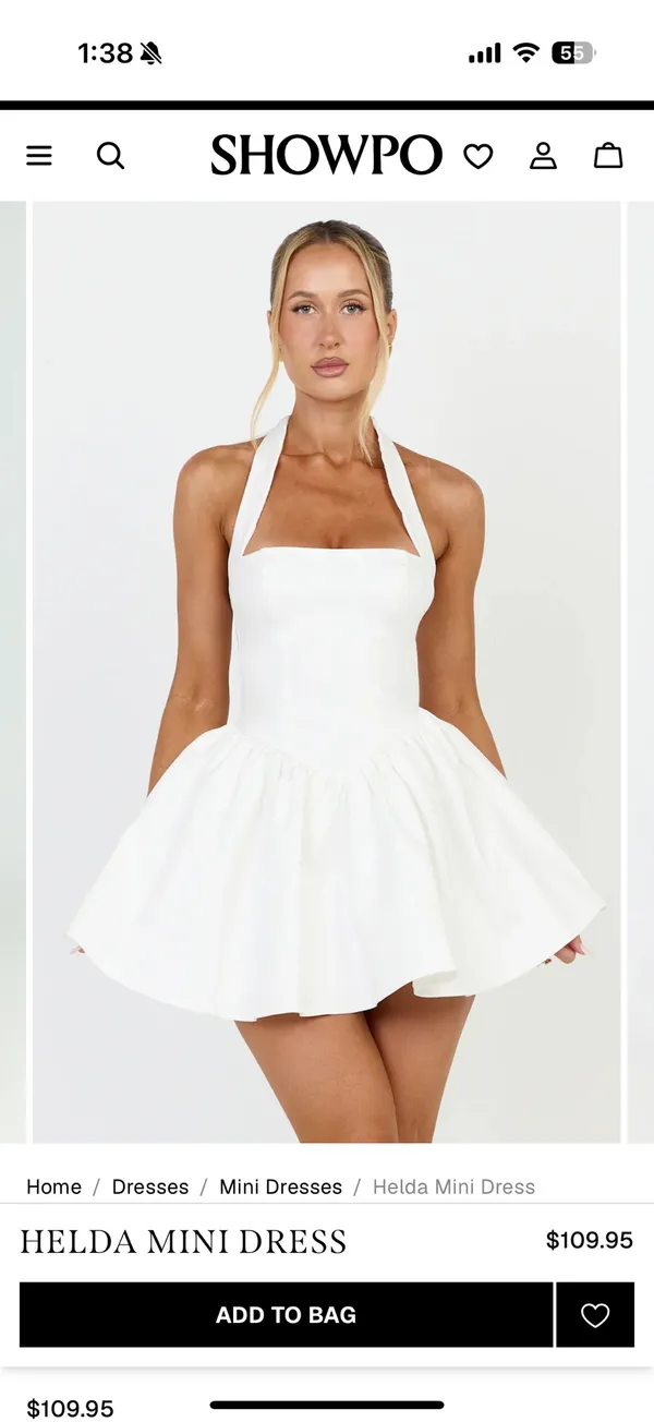 NWI Showpo HELDA White Halter Tie Neck Corset Panel Mini Dress size 6 - Image 3