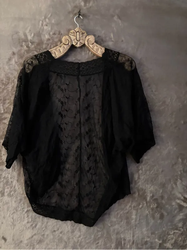 Xhilaration Women’s Black Lace Sheer Cardigan Kimono Size M - Image 9
