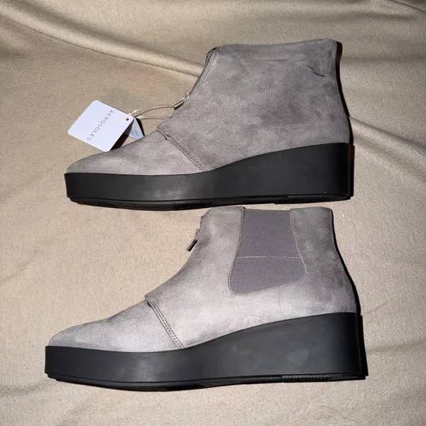 Aerosoles Carin Grey Wedge Platform Ankle Boots Side Zip Women 12M‎ New - Image 2