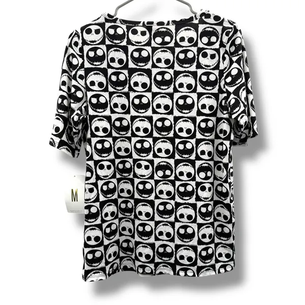 LuLaRoe Gigi Top Women Medium Black White Jack Skellington Nightmare Before Xmas - Image 2