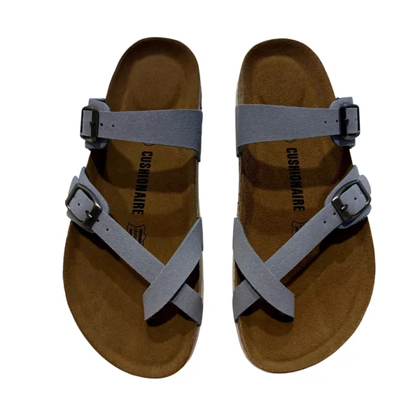 Cushionaire Luna Cork Footbed Sandal Suedes in Blue, Size 7.5 - Image 3