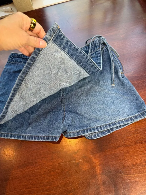 Tillys RSQ Denim Skort Side Tie Mini Size 25 Wrap Front - Image 4