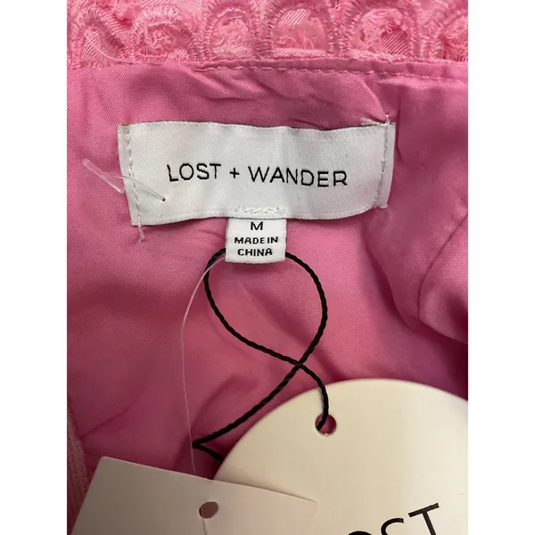 LOST‎ + WANDER Pink Paloma Maxi Dress M Spaghetti Strap Tiered Textured Crinkle - Image 7