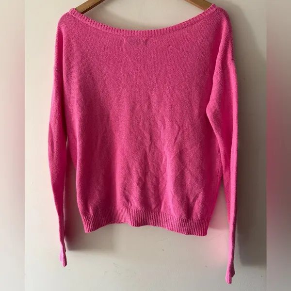 Y2K Abercrombie & Fitch Pink Embroidered Moose Logo‎ Sweater - Image 3