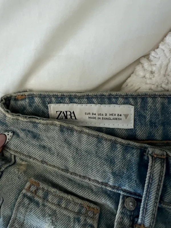 ZARA Blue Distressed Shorts - Image 2