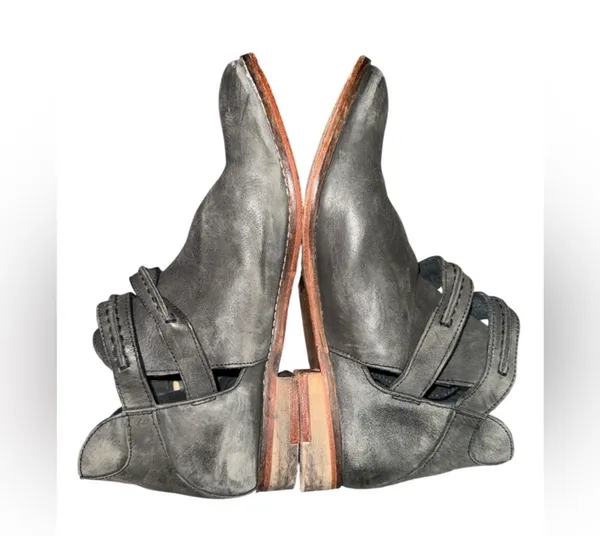 Free People Braeburn Leather Boho Booties Ankle Boots Size 37 7 - Image 5