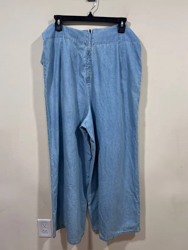 NWT Free People Size LARGE Sasha Convertible Wide Leg Jeans Pocket Jumpsuit - Image 6