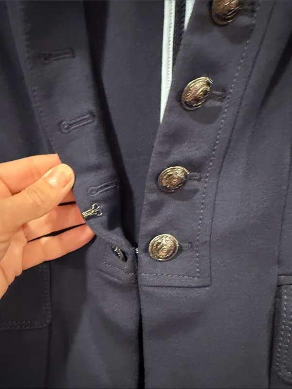White House Black Market Navy Military-Style Double-Button Blazer‎ est large - Image 3