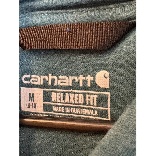 Carhartt Hoodie Womens M Green Relaxed Fit Sweatshirt Fleece Lined Spell Out - Image 5