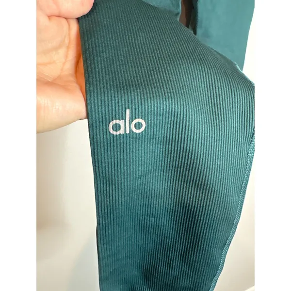 ALO Yoga Seamless Ribbed Mindful Movement Legging Midnight Green - Image 6