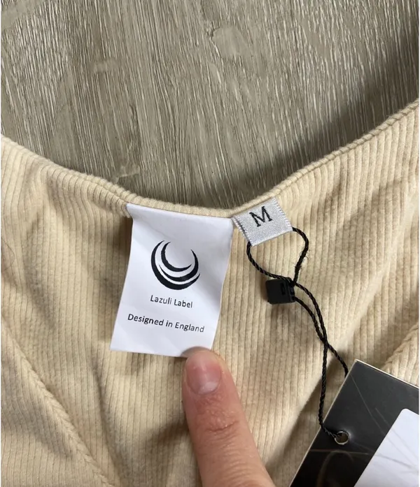 Gymshark NEW Lazuli Label Cream ribbed Crop Top medium - Image 2