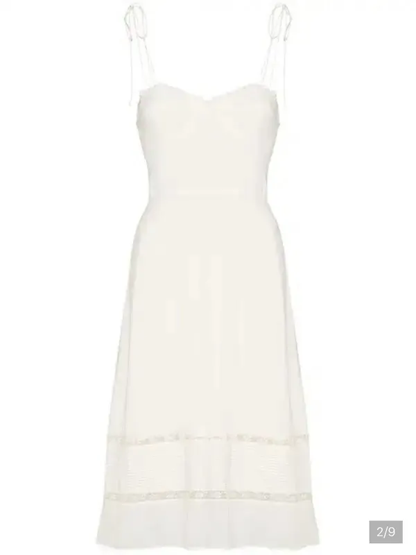 NWT Reformation Ronan Midi Dress Lace Ivory Tie Strap sz 4 - Image 9