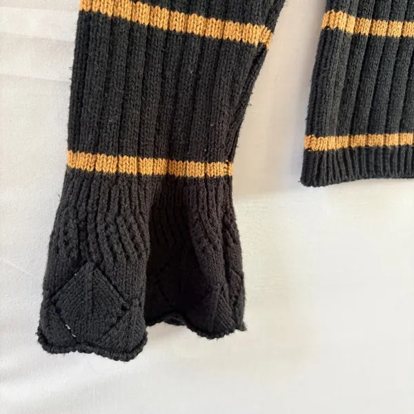 Who What Wear Black Striped Ribbed Knit Sweater Bell Cuffs Large - Image 7
