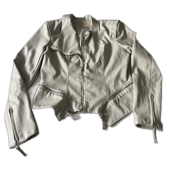 Blank NYC Faux Leather Moto Jacket Cream Small - Image 3