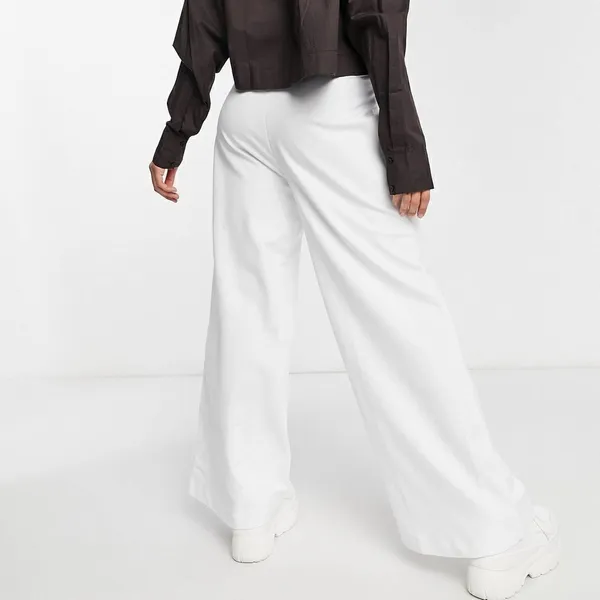 ASOS Collusion 90s Dad Wide Leg Jogger Pants White‎ 6 High Waist Front Seam - Image 5