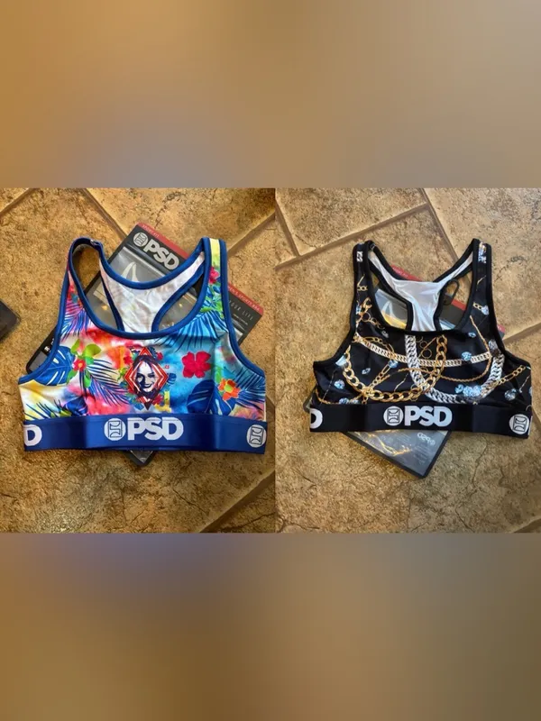 NWT *Bundle of 2* PSD Microfiber Blend Sports Bra Harley Quinn/Ice Chains sz S - Image 2