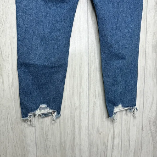 NWT American Eagle Stretch High Rise Ripped Mom Jeans Indigo Shatter 6 Short - Image 7