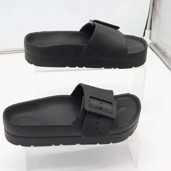 Unbranded Sandals Womens 6 Slide Platform Black Buckle Lightweight Excellent - Image 2