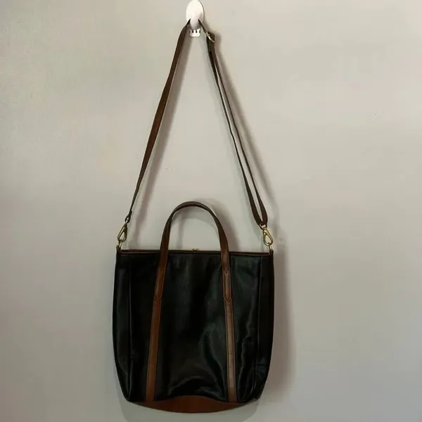 Fossil Cowhide Leather Black And Brown Shoulder Crossbody bag #768 - Image 9
