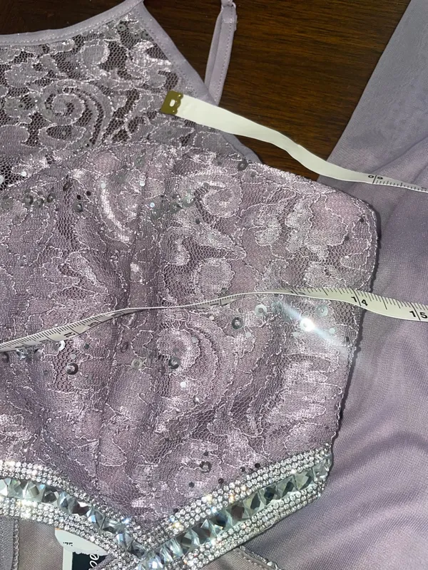 NWT Prom Dress Size 7 Lavender Sequin Lace Rhinestone Formal Homecoming Gown - Image 5
