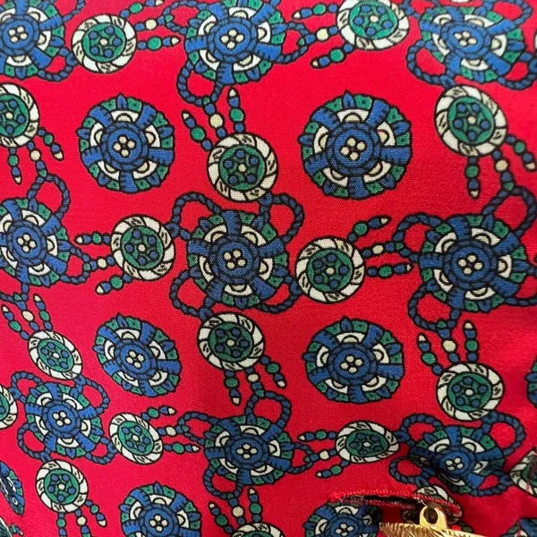 Vintage Talbots Medallion Print Midi Dress Gold Crest Button Long‎ Sleeve Red 6 - Image 8