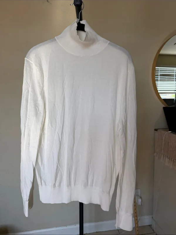HOUSE OF CB 'Angel' Ivory Silk + Wool Roll Neck Sweater/Size S NWOT - Image 3