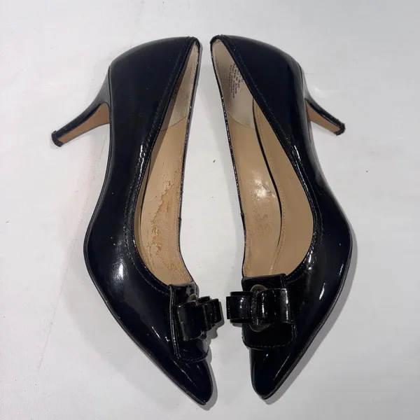 Joan David Black Point Old Money‎ Classy Bow Stiletto Designer Pumps Heels 7M - Image 9