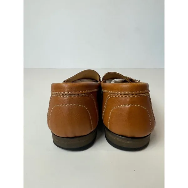 Sandro Brown Saddle‎ Leather Chain Detail Loafers Size US 6 Luxury Designer - Image 6