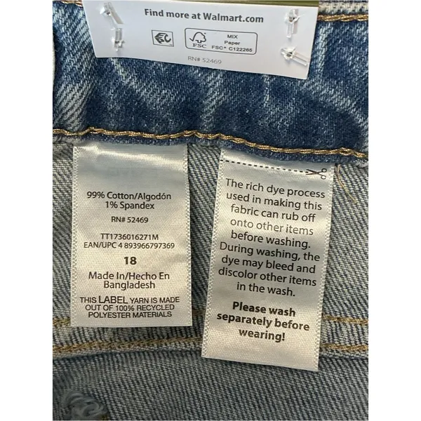 Time and Tru Women Medium Wash High-Rise Wide Leg Jeans NWT Size1 18. - Image 13